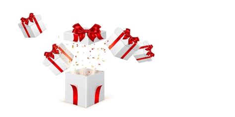 Premium Vector Festive Illustration With White Gift Boxes With Red