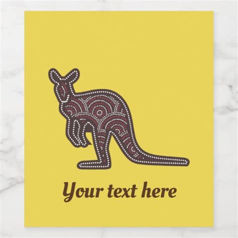 Kangaroo Mosaic Wine Label | Zazzle