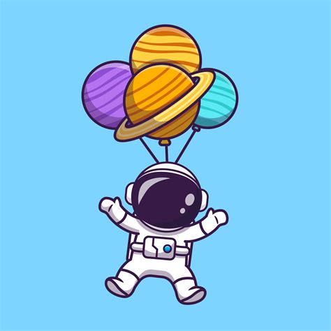 Linda Astronauta Flotante Con Planeta Globo En Espacio Dibujos Animados