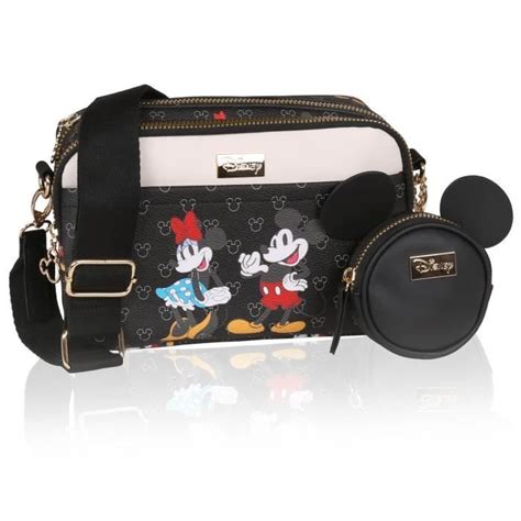 Sac Disney Mickey et Minnie étui noir sur bandoulière réglable