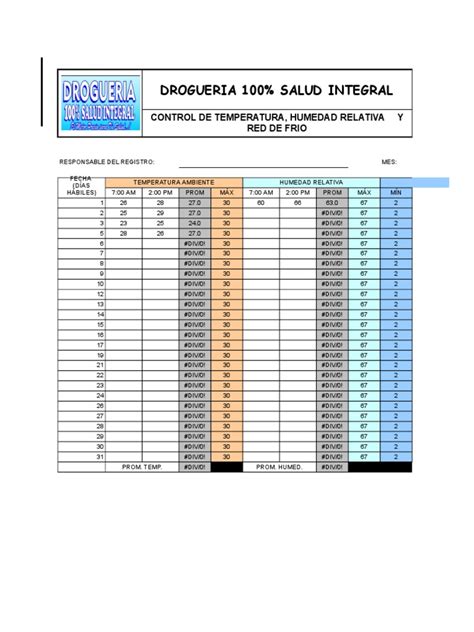 5 Formato Control Temperatura Y Humedad 1 Clima Naturaleza