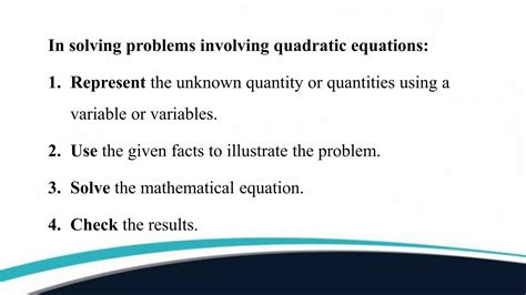 Applications Of Quadratic Equations And Rational Algebraic Equations PPT