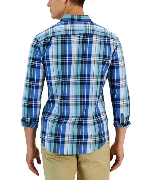 Club Room Arthur Classic Fit Plaid Button Down Poplin Shirt Created