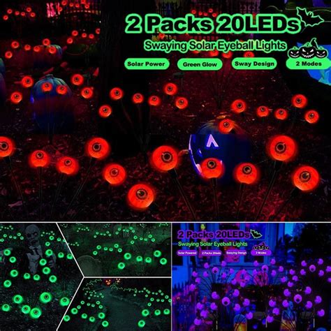 2 Packs 20LED Solar Halloween Decorations Outdoor Lights, 2 Modes ...