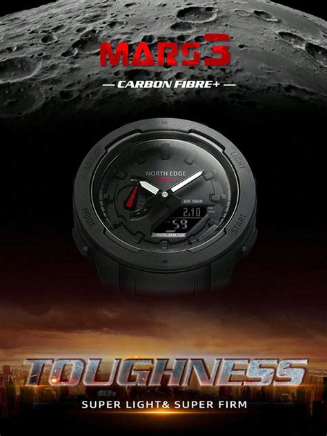 Reloj Militar Para Hombre NORTH EDGE MARS 3 Con Caja De Fibra De