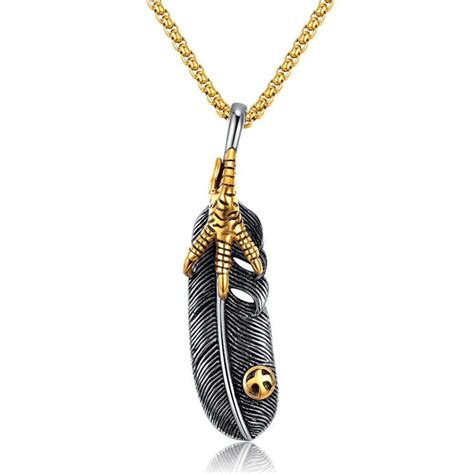 Gothic Stainless Steel Vintage Feather Angel Wing Leaves Pendants