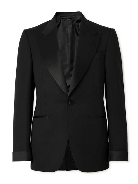 Tom Ford Shelton Grain De Poudre Wool And Mohair Blend Tuxedo Jacket