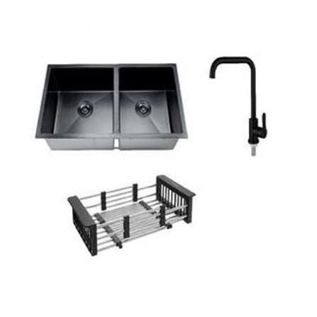 CABANA BUILT IN UNDERMOUNT SINK 2 BOWLS CKS7407 NANO BLACK 86CM