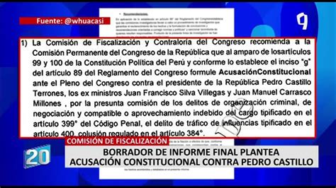 Pedro Castillo Borrador De Informe Final Plantea Acusación