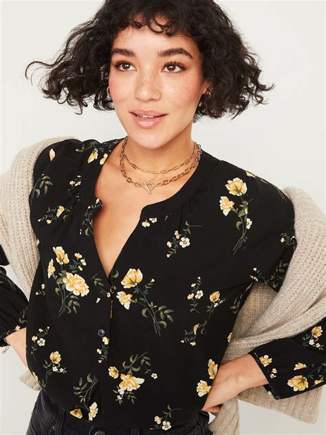 Printed Split Neck Blouse For Women Old Navy