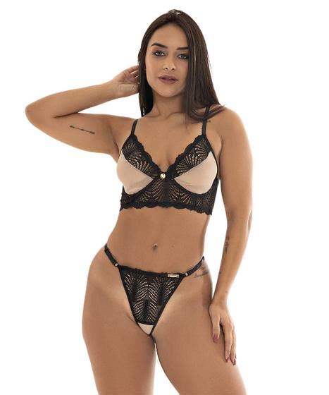 Conjunto IMI Lingerie Noite Lua De Mel Noiva Aberto Virilha Fio Dental