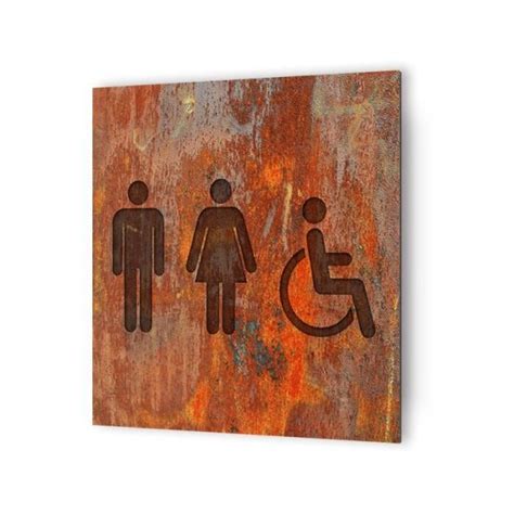 Panneau Pictogramme De Signalisation Toilettes Trio H F PMR Texture