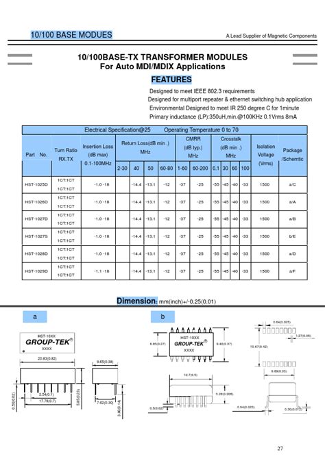 Hst D Datasheet Pdf Base Tx Transformer Modules