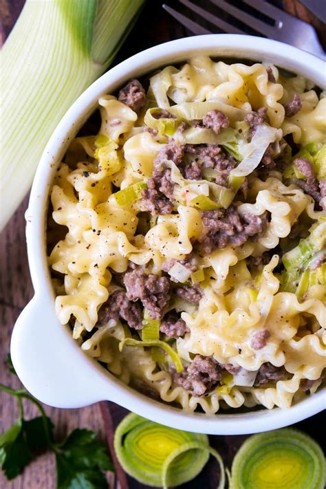 Hackfleisch Lauch Pfanne Mit Nudeln