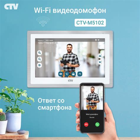 Видеодомофон CTV CTV-M5102 Монитор видеодомофона с Wi-Fi, 1024x600 ...