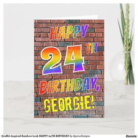 Graffiti Inspired Rainbow Look Happy Th Birthday Card Zazzle St