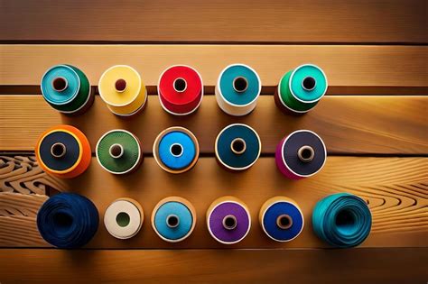 Premium Photo A Collection Of Spools Of Thread With Different Colors