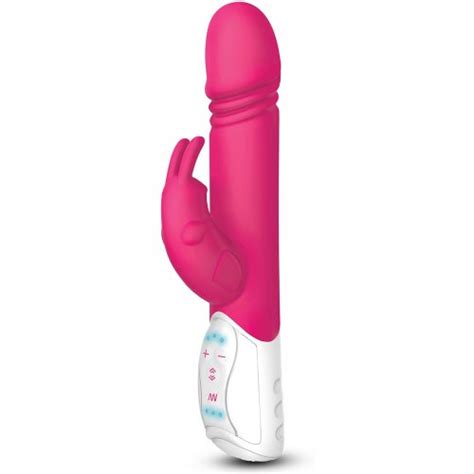 Rabbit Essentials Thrusting Rabbit Vibrator With Throbbing Shaft Pink Sex Toys At Adult Empire