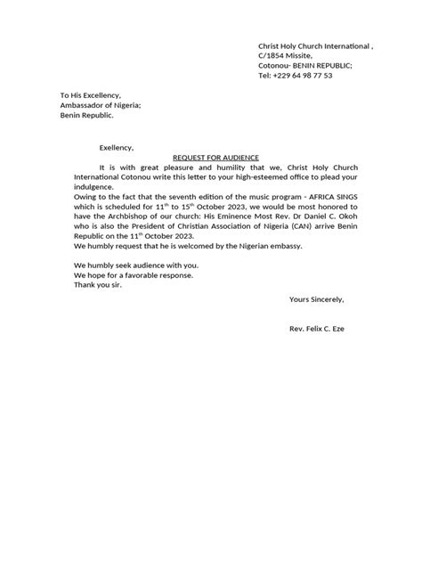 Ambassador Letter Pdf