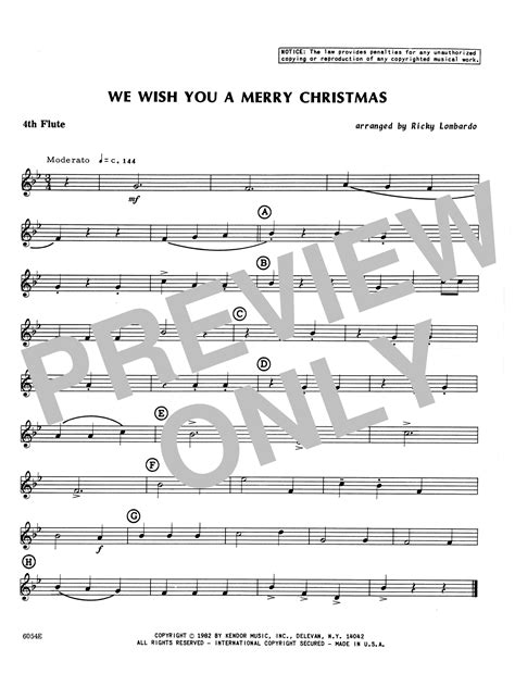 We Wish You A Merry Christmas 4th Flute Sheet Music Lombardo Woodwind Ensemble