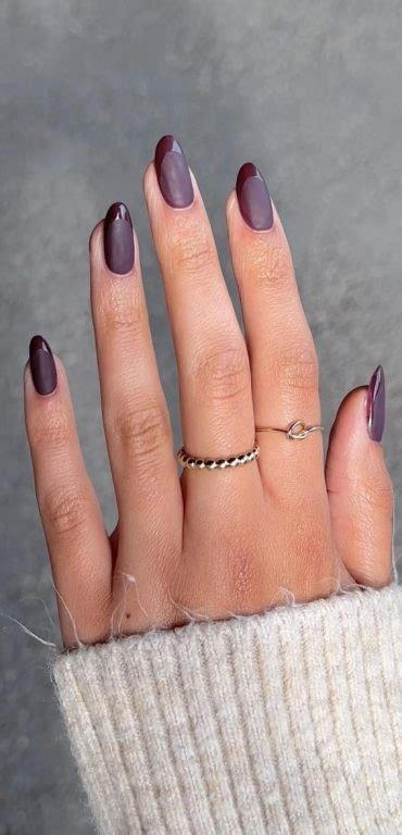 40 Expressive Fall Nail Art Designs To Flaunt Matte Plum Nails With Glossy Plum French Tips