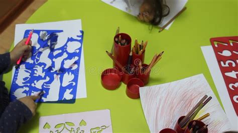 Preschool Children Using Crayons Stock Video - Video of activity, happy ...