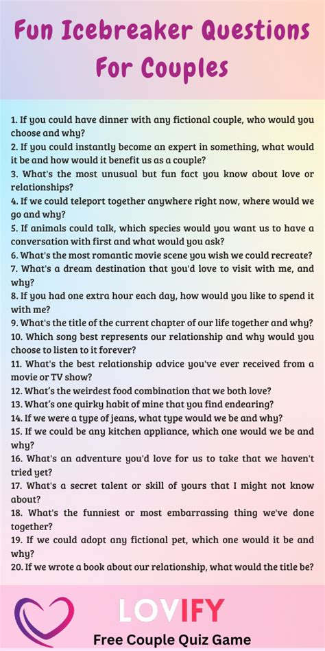 Fun Icebreaker Questions For Couples Get Lovify App For Fun Couple Quizzes In 2024 Fun