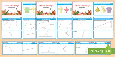 Year 5 Maths Shape Chilli Challenge Cards Teacher Made