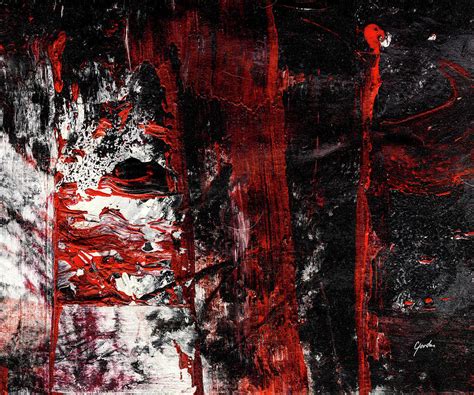 Fear - Black White And Red Grunge Abstract Painting Painting by Modern ...