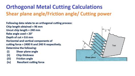 Orthogonal Metal Cutting Solved Example Problem Shear Plane Angle