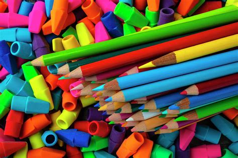 Colorful Pencils And Erasers Photograph by Garry Gay - Fine Art America