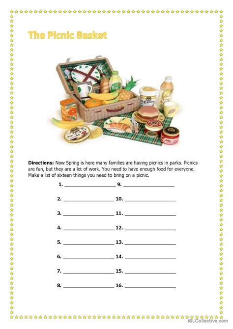 The Picnic Basket English Esl Worksheets Pdf Doc