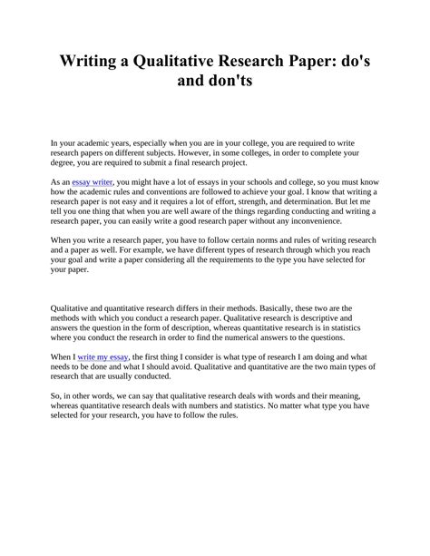 Writing A Qualitative Research Paper Pdf Docdroid