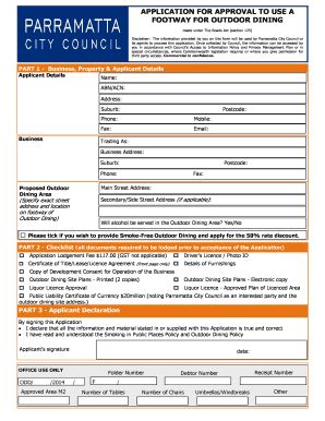 Fillable Online Parracity Nsw Gov Footway Dining Application Form