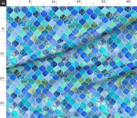 Blue Moroccan Fabric Cobalt Blue And Aqua Decorative Etsy