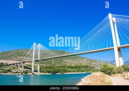 The High Bridge of Evripos and Chalkis ("Chalkida") town, Evia ("Euboea ...