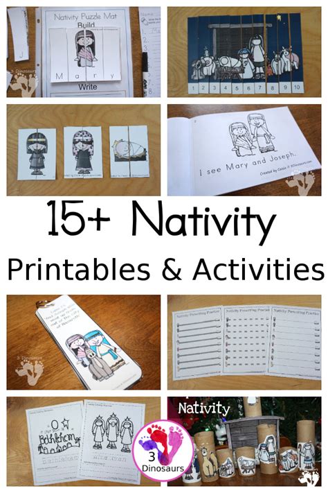 Free Mini Nativity Sequencing Printable 3 Dinosaurs