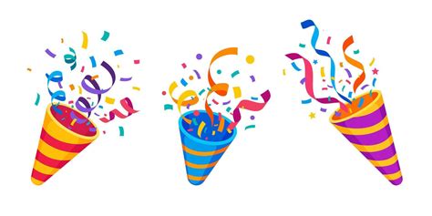 Birthday Party Popper Cone Firecracker Confetti 39613322 Vector Art At