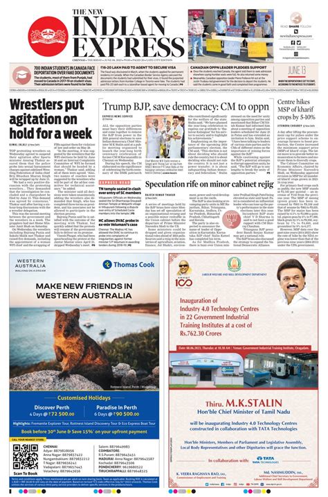 The Front Pages On Twitter Thursday S New Indian Express News