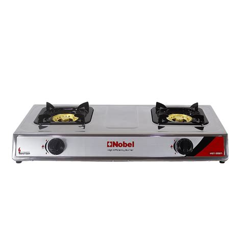 Buy Nobel Gas Stove Stainless Steel Brass Burner Auto Ignition Double Burner Online In Uae