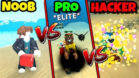 Noob Vs Pro Vs Hacker Treasure Hunt Simulator Version Roblox Youtube