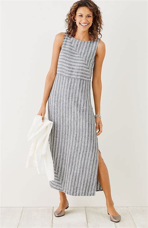 Long Striped Linen Dress Striped Sleeveless Dress Striped Dress