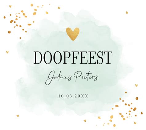 Doopkaart Waterverf Mintgroen Goudlook