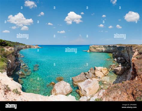 Picturesque Seascape With White Rocky Cliffs Sea Bay Islets And