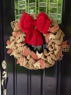 Red White And Natural Chevron And Polka Dot Burlap Wreath Inch For