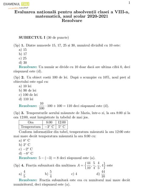 Examen Clasa A 8 A 2021 Matematica Clasa A 8 A Vezi Noile Modele De