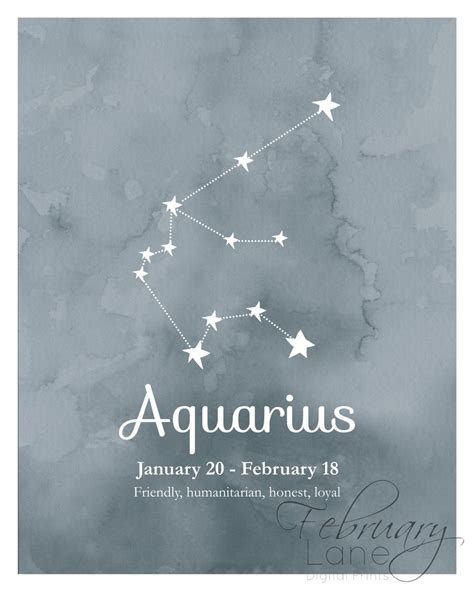 Aquarius Zodiac Constellation Wall Art Printable 8x10 Instant Etsy