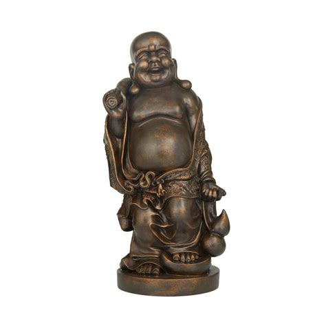 Litton Lane Brown Polystone Meditating Buddha Sculpture With Engraved