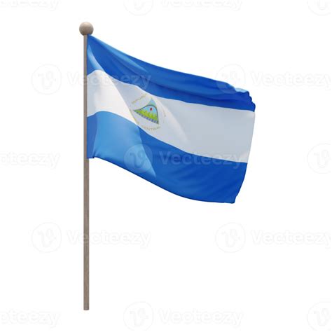 Free nicaragua 3d ilustración bandera en el poste asta de bandera de