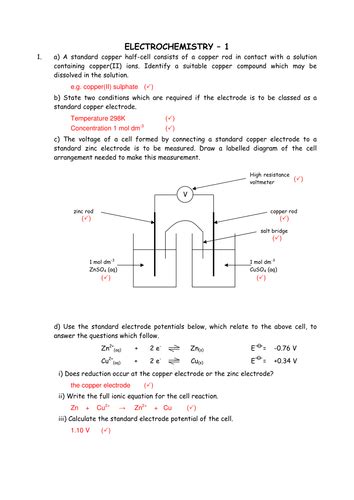 Chemistry Electrochemistry And Electrochemical Cells Teaching Resources